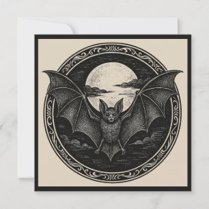 Chauve-souris volant avec pleine lune gothique eff
