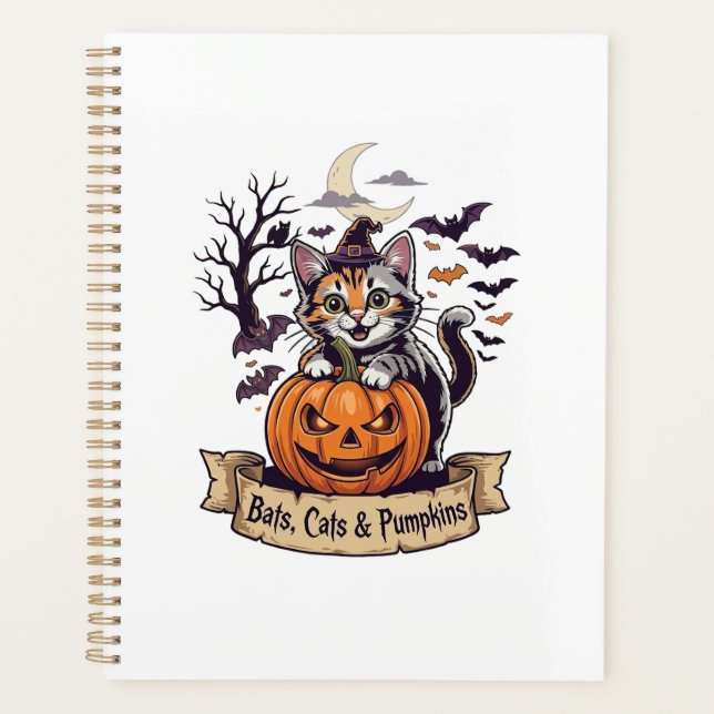 Chauves-souris Chats Citrouilles Halloween Sorcièr (Devant)