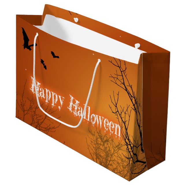 Chauves-souris et arbres d'Halloween - Grand sac c (Devant Angle)