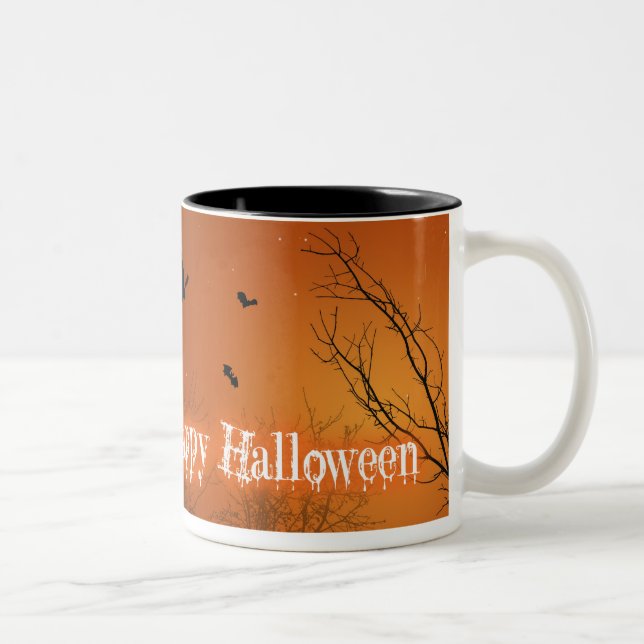 Chauves-souris et arbres d'Halloween - Mug (Droit)