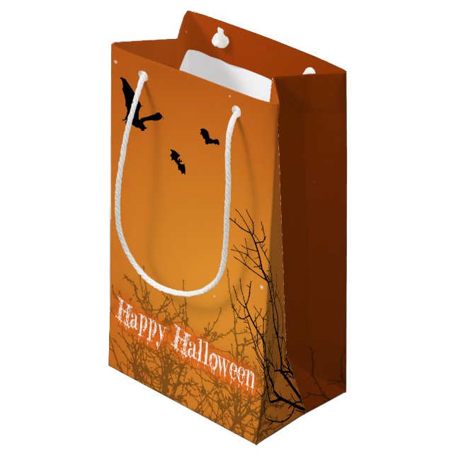 Chauves-souris et arbres d'Halloween - Petit sac c (Devant Angle)