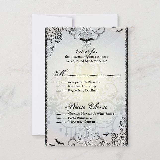 Chauves-souris gothiques Halloween Mariage Carte R (Devant)