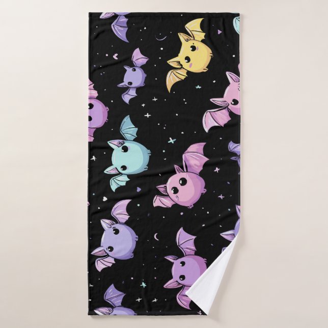 Chauves-souris Kawaii – Motif gothique mignon (Serviette de bain)