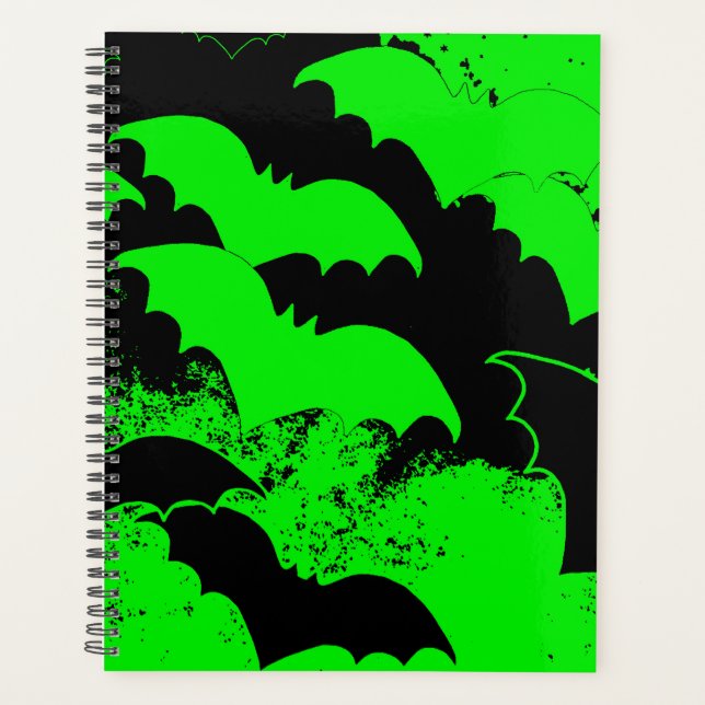 Chauves-souris noires en vert vol (Devant)