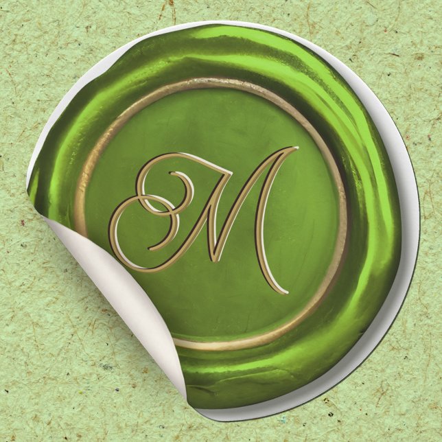 Chaux Vert or Monogramme cire moderne Stickers de  (Créateur téléchargé)