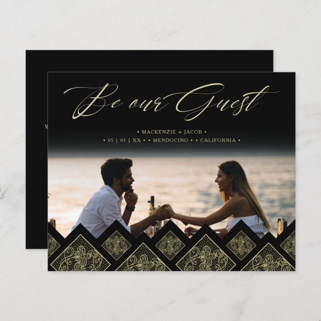 Cheap Flourish Lace Gold Ornament Photo Wedding  (Devant / Derrière)