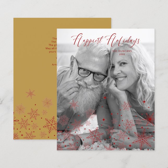 Cheap Gold Christmas Snowflakes Happiest Holidays (Devant / Derrière)