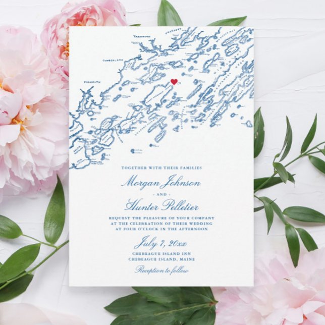 Chebeague Island Maine Elegant Mariage de carte ma (These Chebeague Island Inn Wedding invitations are perfect for your Casco Bay Destination Wedding)