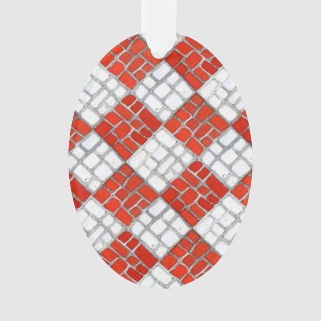 CHECK ROUGE MOSAIC Acrylique Oval Ornement (devant)