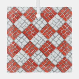 CHECK ROUGE MOSAIC Carré en verre Ornement