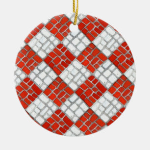 CHECK ROUGE MOSAIC Cercle en céramique ornement