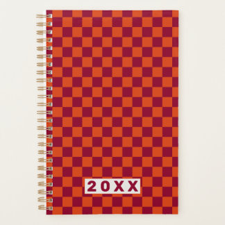 Checkerboard Orange Burgundy Retro Pattern 2026 