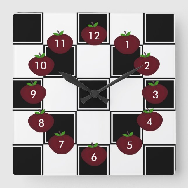 Checkered noir : Horloge murale d'Apple (Recto)