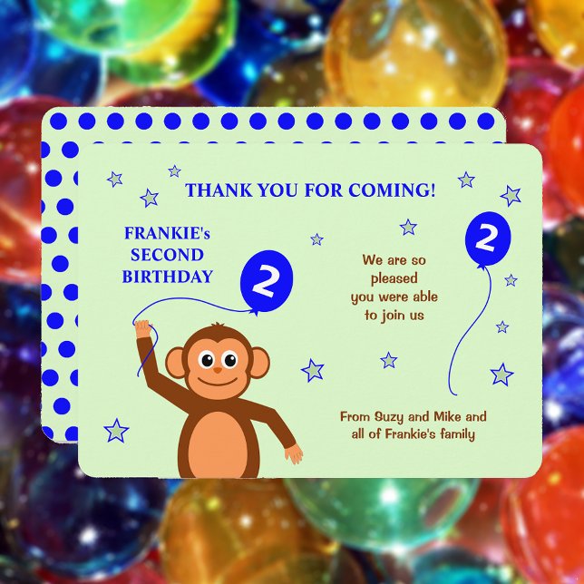 Cheeky singe deuxième anniversaire carte de remerc (Showing rounded corners option)