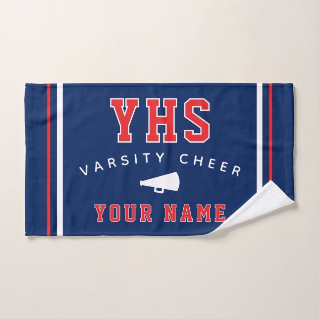Cheer Icon, Custom Name & School, Cheer Team Gift (Serviette à main)