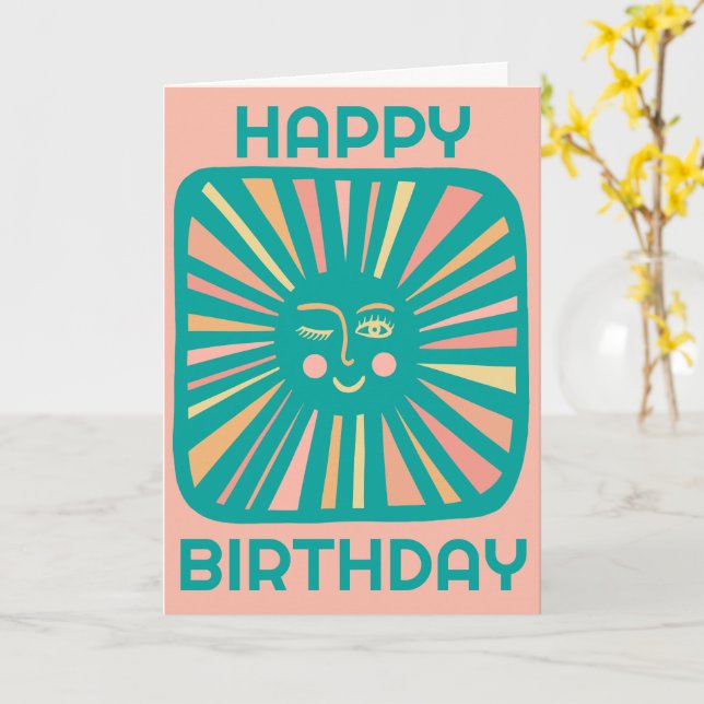 Cheerful Glow Soleil JOUER ANNIVERSAIRE Carte d'an (Fleur jaune)