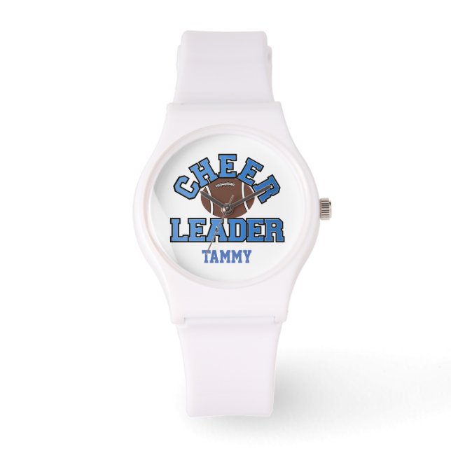 Cheerleader bleu et blanc montre personnalisée (Recto)