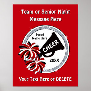 Cheerleading Senior Night Poster Idees, Rouge, Bla