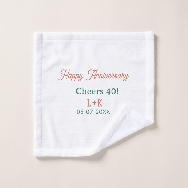 Cheers 40 joyeux anniversaire orange vert nom date (Gant de toilette)