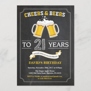 Cheers and Beers 21e Anniversaire Invitation Card