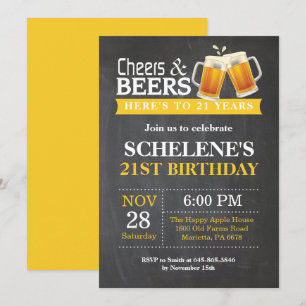 Cheers and Beers 21e Anniversaire Invitation Card