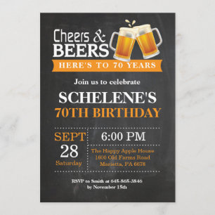 Cheers and Beers 70th Birthday Invitation Card