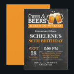 Cheers and Beers 80th Birthday Invitation Card<br><div class="desc">Cheers and Beers 80th Birthday Invitation Card. Anniversaire adulte. Orange. 16ème 18ème 21ème 30ème 40ème 60ème 70ème 80ème 90ème 100ème. N'Importe Quel Âge. Pour plus de personnalisation,  cliquez sur le bouton "Customiser" et utilisez notre outil de conception pour modifier ce modèle.</div>