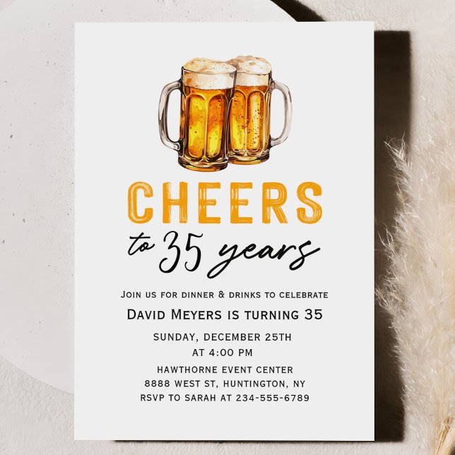 Cheers Beers Adult Birthday Party Invitation (Créateur téléchargé)