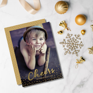 Cheers Gold Script Confetti Cartes photos de vacan