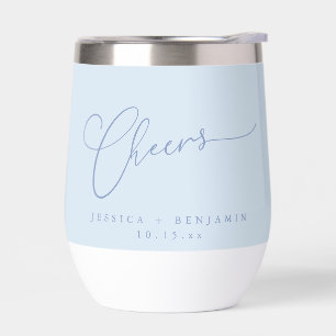 Cheers Minimal Soft Blue Script Mariage personnali