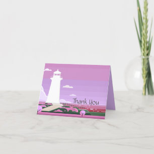 Cheery Lighthouse Lavender Carte de remerciements