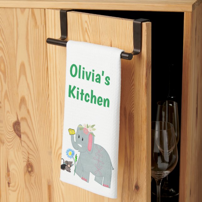 Cheese Elephant Souris Cuisine Serviette à main (Pliage en tiers)