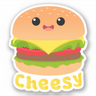 Cheesy Cute Burger Fromage Burger Sticker Foie St.