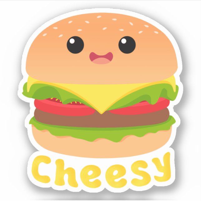 Cheesy Cute Burger Fromage Burger Sticker Foie St. (Devant)
