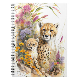 Cheetah Baby and Mom School Office Carnet Cadeau