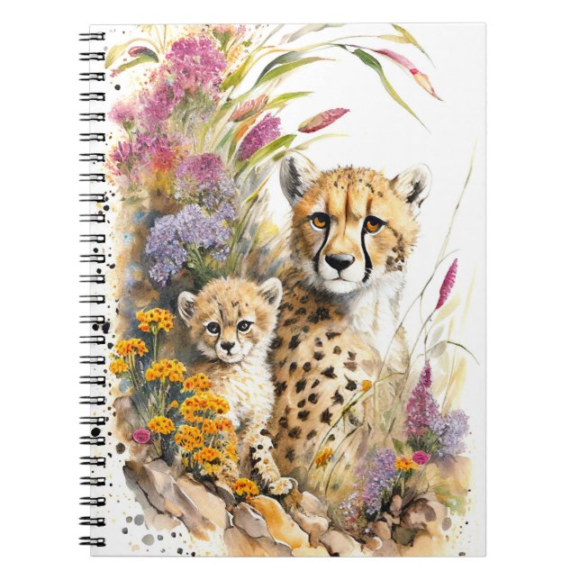Cheetah Baby and Mom School Office Carnet Cadeau (Devant)