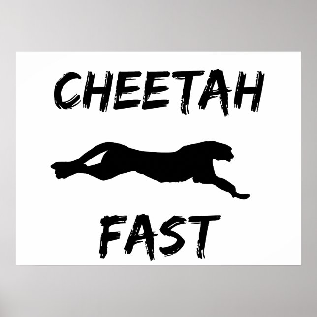 Cheetah Fast Funny Running Poster Oster Wall Art (Devant)