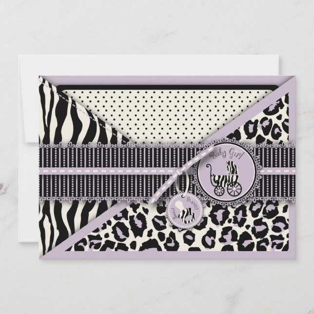 Cheetah Girl Invitation Card Lilac (Devant)