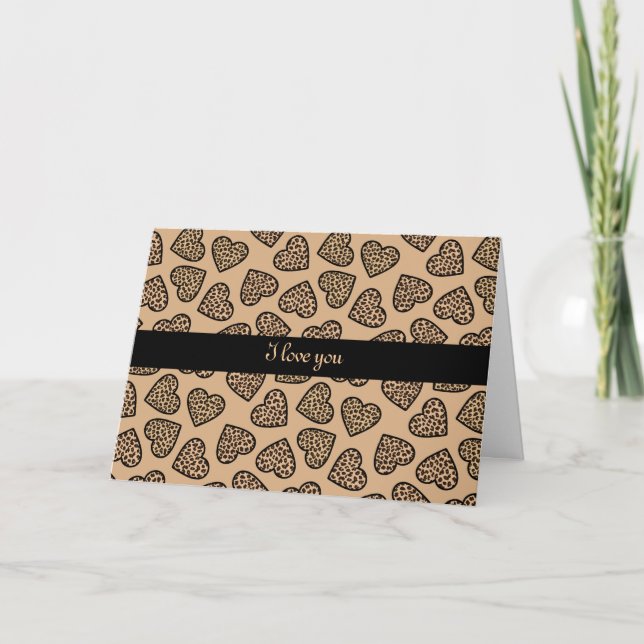 Cheetah imprimer les coeurs "Je t'aime" Carte de v (Devant)