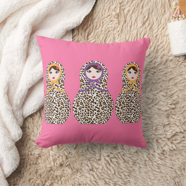Cheetah Imprimer Matryoshka Lance Oreiller - Style (Couverture)