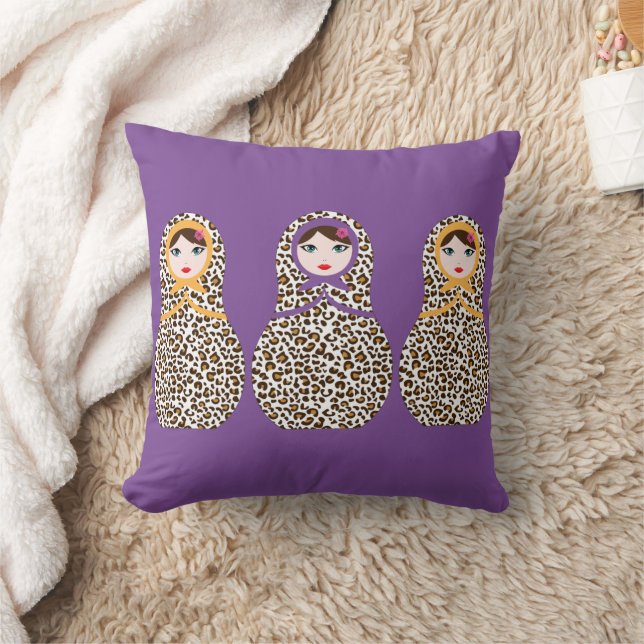 Cheetah Imprimer Matryoshka Lance Oreiller - Style (Couverture)