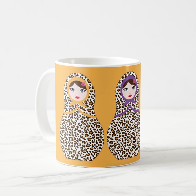 Cheetah Print Matryoshka Café Mug (Devant gauche)