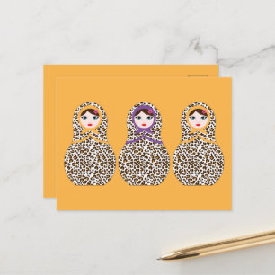Cheetah Print Matryoshka Carte postale