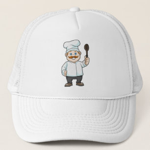 Chef avec casquette et cuillère à soupe du chef