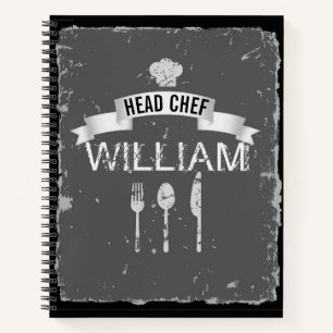 Chef Chef livre de recettes grises pour hommes