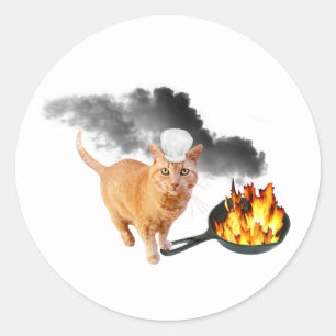 Chef de chats avec Stickers de poêle à frire