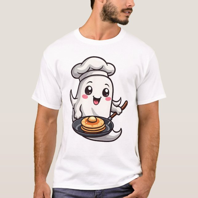 Chef fantôme � T-shirt de cuisine drôle d'Hallowee (Devant)