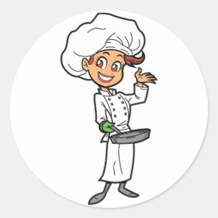 Chef Féminine Avec Stickers Pan Fromage