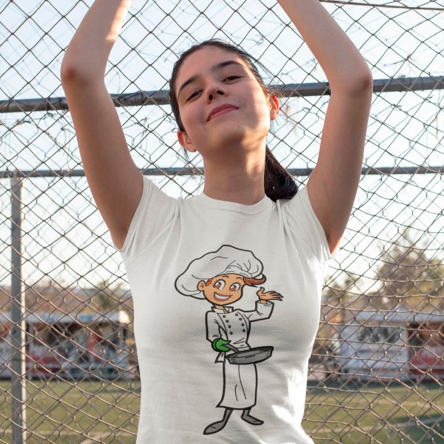 Chef Féminine Avec Un T-Shirt À La Poêle (Créateur téléchargé)
