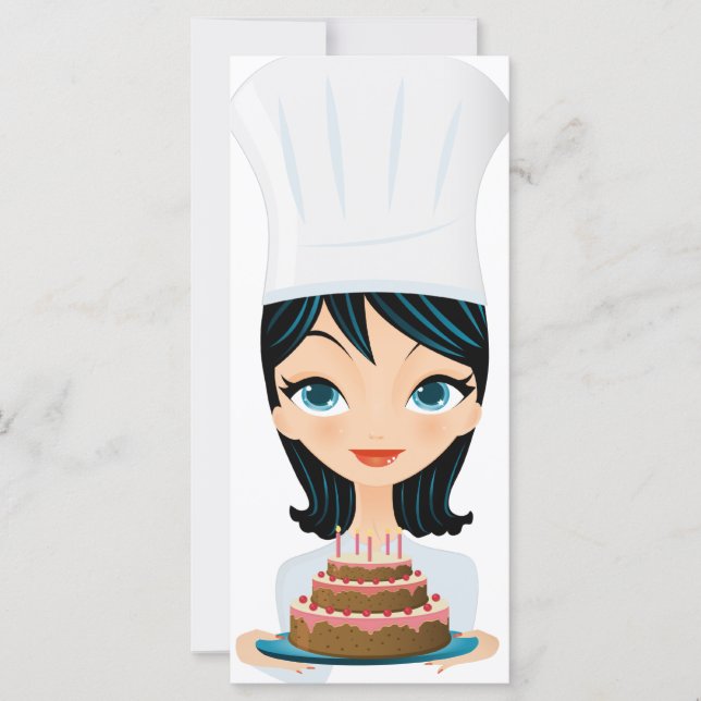 Chef femme gâteau d'anniversaire (Devant)
